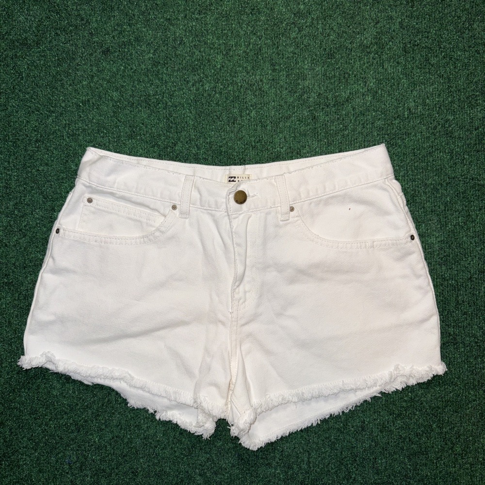 Billabong White Denim Jean Shorts Drift Away Frayed‎ Hem Size 30 J18
